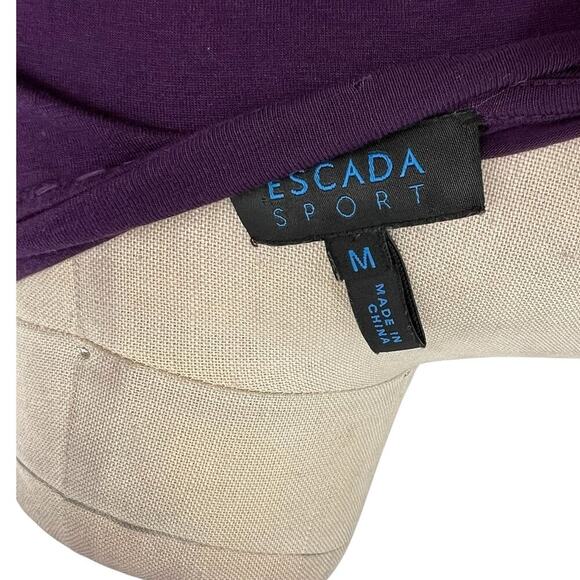 Escada Sport Purple Jersey Pintuck Short Sleeve Tee Rosette Belted Size Medium - Picture 10 of 12